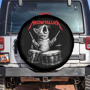 Rock On Vintage Drummer Cat Spare Tire Cover Vintage 90s 80s Band Style Gift for Cat Owners TS10 No hole Black Print Your Wear
