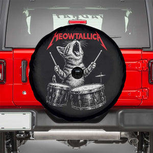 Rock On Vintage Drummer Cat Spare Tire Cover Vintage 90s 80s Band Style Gift for Cat Owners TS10 Black Print Your Wear