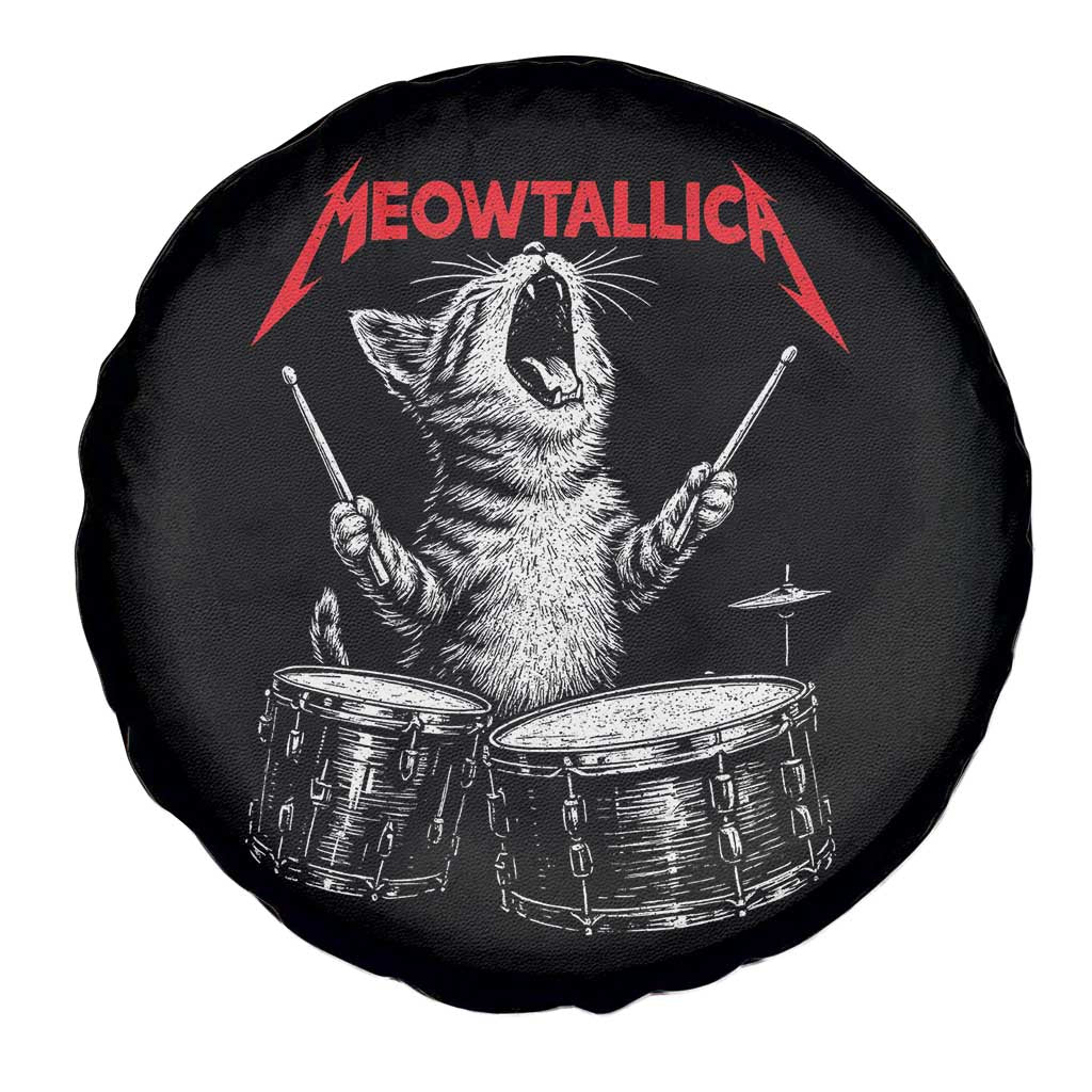 Rock On Vintage Drummer Cat Spare Tire Cover Vintage 90s 80s Band Style Gift for Cat Owners TS10 Print Your Wear