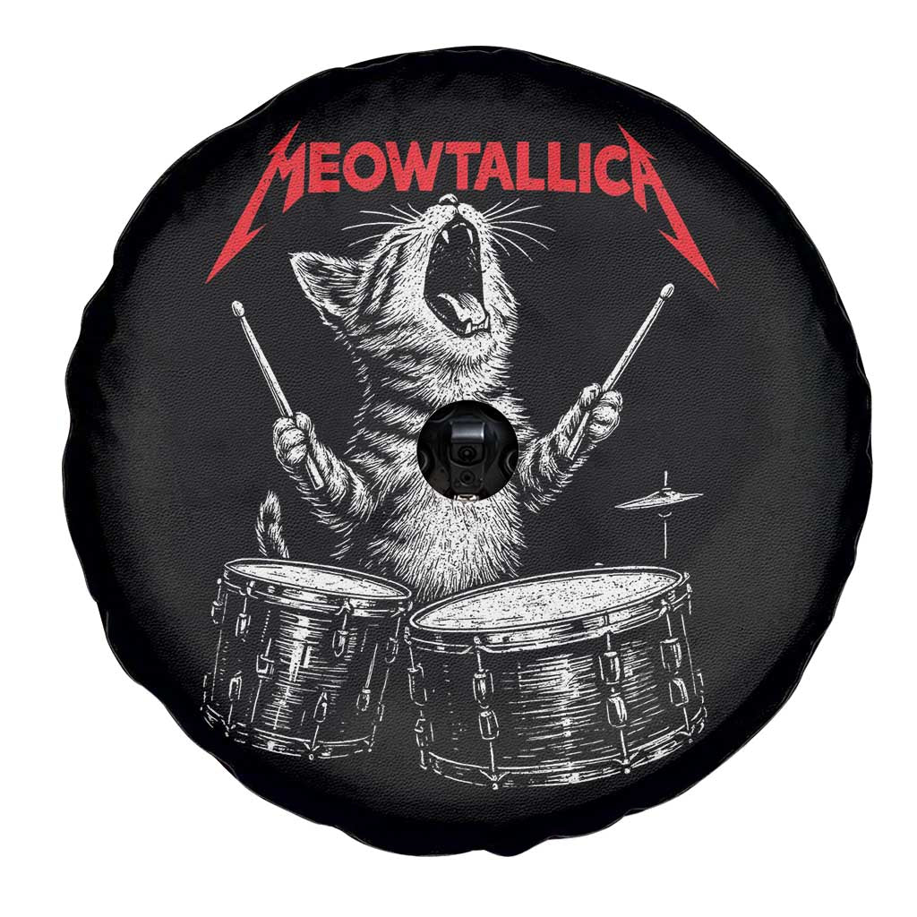 Rock On Vintage Drummer Cat Spare Tire Cover Vintage 90s 80s Band Style Gift for Cat Owners TS10 Print Your Wear