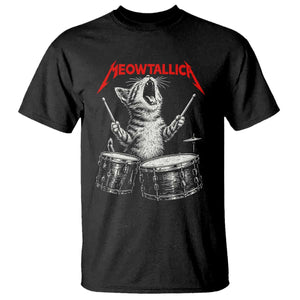 Rock On Vintage Drummer Cat T Shirt Vintage 90s 80s Band Style Gift for Cat Owners TS10 Black Print Your Wear