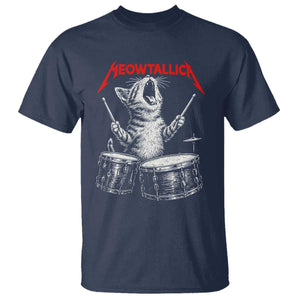 Rock On Vintage Drummer Cat T Shirt Vintage 90s 80s Band Style Gift for Cat Owners TS10 Navy Print Your Wear