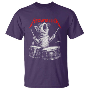 Rock On Vintage Drummer Cat T Shirt Vintage 90s 80s Band Style Gift for Cat Owners TS10 Purple Print Your Wear
