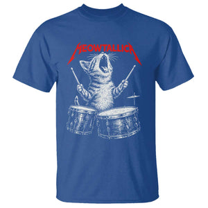 Rock On Vintage Drummer Cat T Shirt Vintage 90s 80s Band Style Gift for Cat Owners TS10 Royal Blue Print Your Wear