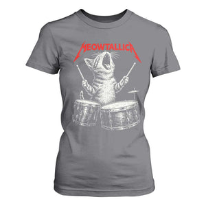 Rock On Vintage Drummer Cat T Shirt For Women Vintage 90s 80s Band Style Gift for Cat Owners TS10 Charcoal Print Your Wear