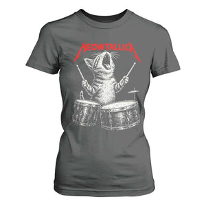 Rock On Vintage Drummer Cat T Shirt For Women Vintage 90s 80s Band Style Gift for Cat Owners TS10 Dark Heather Print Your Wear