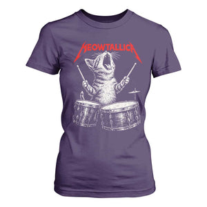 Rock On Vintage Drummer Cat T Shirt For Women Vintage 90s 80s Band Style Gift for Cat Owners TS10 Purple Print Your Wear