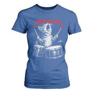 Rock On Vintage Drummer Cat T Shirt For Women Vintage 90s 80s Band Style Gift for Cat Owners TS10 Royal Blue Print Your Wear