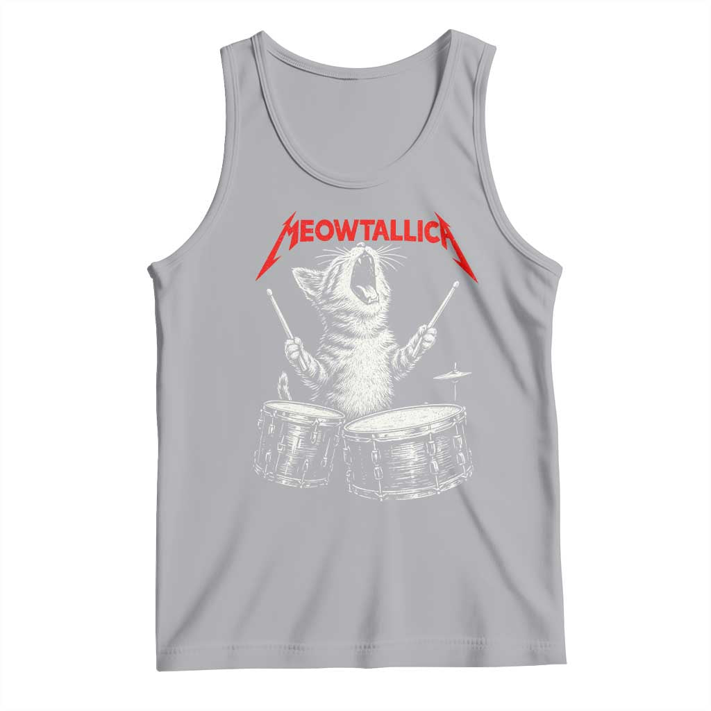 Rock On Vintage Drummer Cat Tank Top Vintage 90s 80s Band Style Gift for Cat Owners TS10 Athletic Heather Print Your Wear