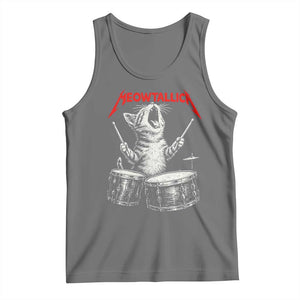 Rock On Vintage Drummer Cat Tank Top Vintage 90s 80s Band Style Gift for Cat Owners TS10 Black Heather Print Your Wear