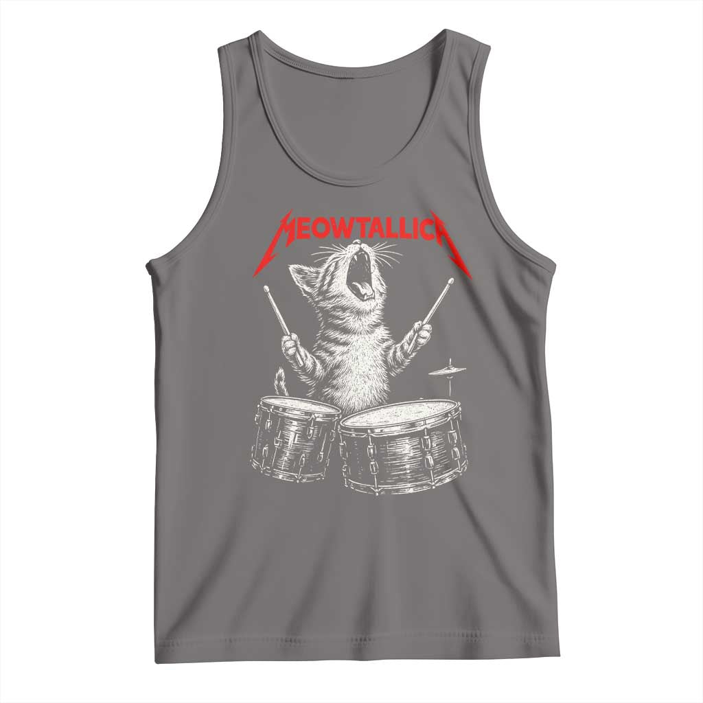 Rock On Vintage Drummer Cat Tank Top Vintage 90s 80s Band Style Gift for Cat Owners TS10 Deep Heather Print Your Wear
