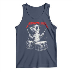Rock On Vintage Drummer Cat Tank Top Vintage 90s 80s Band Style Gift for Cat Owners TS10 Navy Print Your Wear
