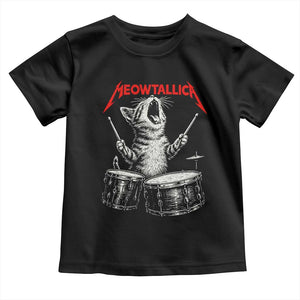 Rock On Vintage Drummer Cat Toddler T Shirt Vintage 90s 80s Band Style Gift for Cat Owners TS10 Black Print Your Wear