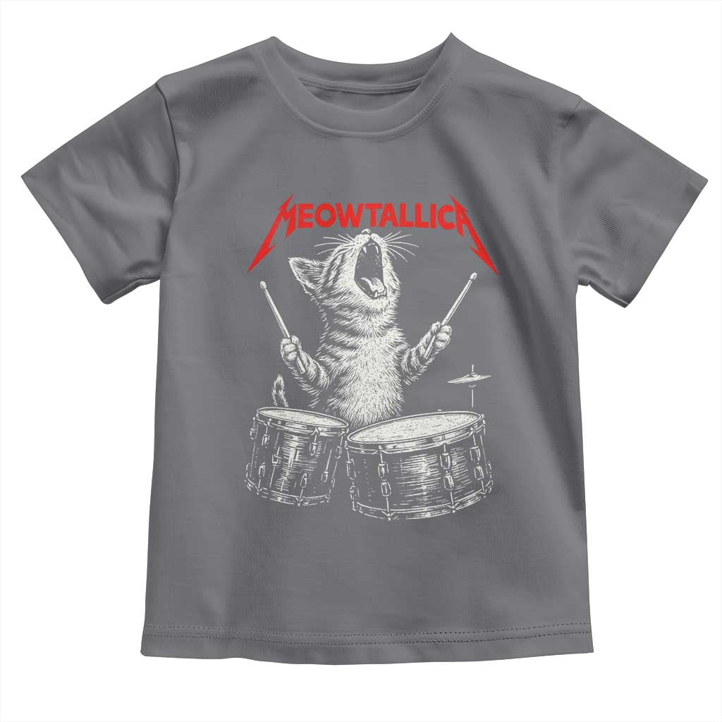 Rock On Vintage Drummer Cat Toddler T Shirt Vintage 90s 80s Band Style Gift for Cat Owners TS10 Charcoal Print Your Wear