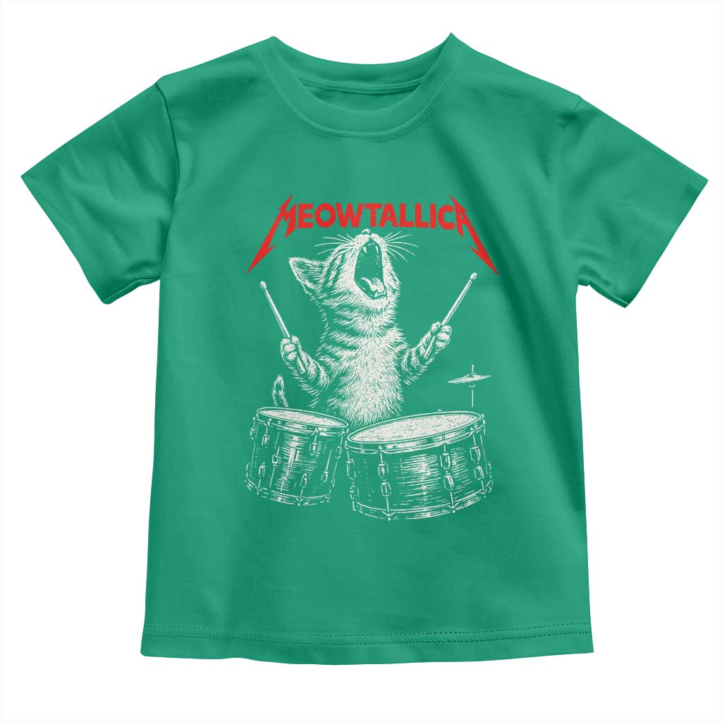 Rock On Vintage Drummer Cat Toddler T Shirt Vintage 90s 80s Band Style Gift for Cat Owners TS10 Irish Green Print Your Wear
