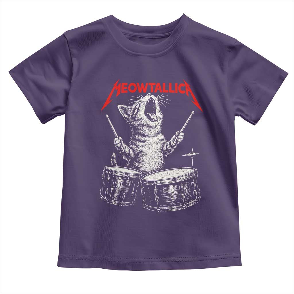 Rock On Vintage Drummer Cat Toddler T Shirt Vintage 90s 80s Band Style Gift for Cat Owners TS10 Purple Print Your Wear