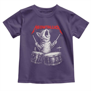 Rock On Vintage Drummer Cat Toddler T Shirt Vintage 90s 80s Band Style Gift for Cat Owners TS10 Purple Print Your Wear