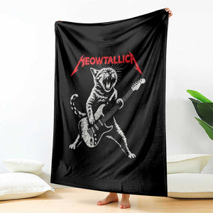 Funny Cat Playing Guitar Throw Blanket Vintage 90s Classic Rock Star Cat Graphic Rock and Roll TS10 Print Your Wear