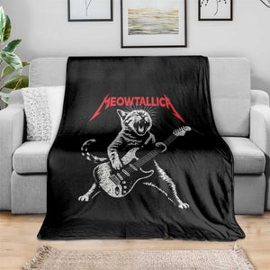 Funny Cat Playing Guitar Throw Blanket Vintage 90s Classic Rock Star Cat Graphic Rock and Roll TS10 Print Your Wear