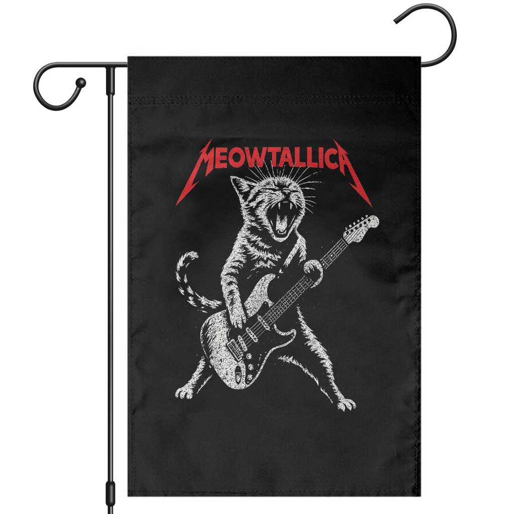 Funny Cat Playing Guitar Garden Flag Vintage 90s Classic Rock Star Cat Graphic Rock and Roll TS10 Black Print Your Wear