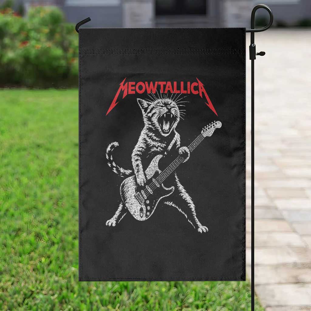 Funny Cat Playing Guitar Garden Flag Vintage 90s Classic Rock Star Cat Graphic Rock and Roll TS10 Print Your Wear