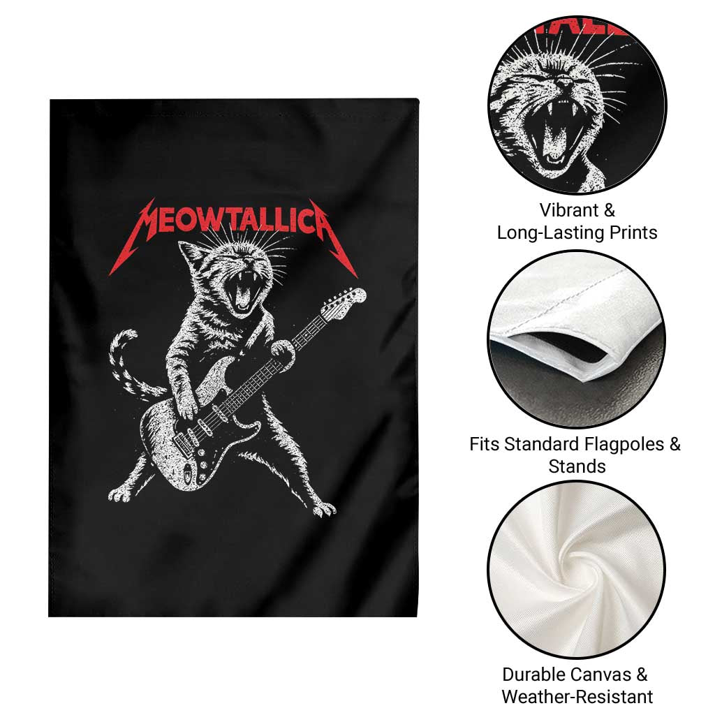 Funny Cat Playing Guitar Garden Flag Vintage 90s Classic Rock Star Cat Graphic Rock and Roll TS10 Print Your Wear