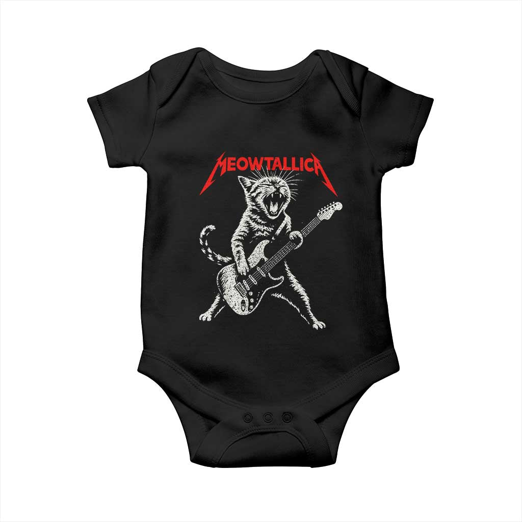 Funny Cat Playing Guitar Baby Onesie Vintage 90s Classic Rock Star Cat Graphic Rock and Roll TS10 Black Print Your Wear