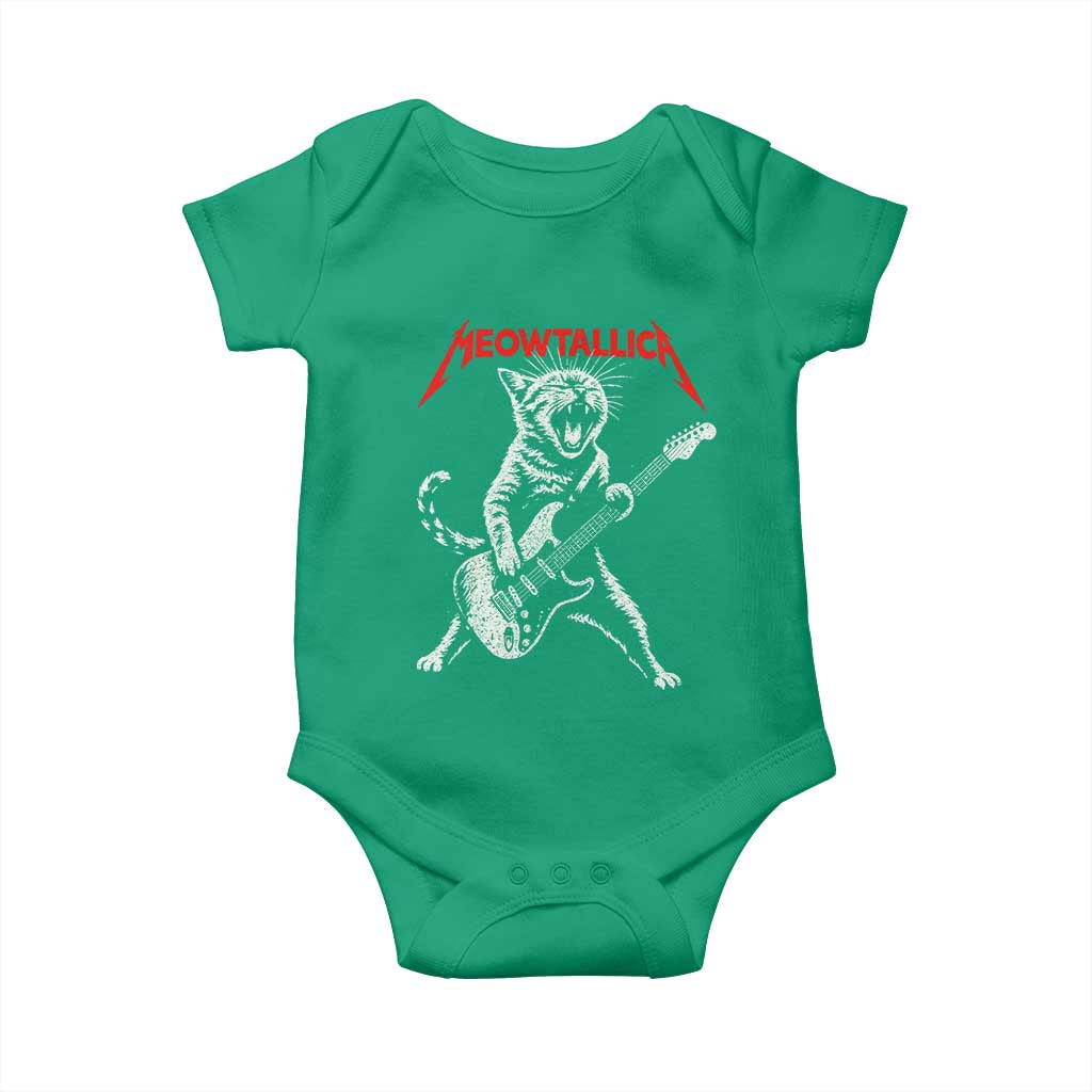 Funny Cat Playing Guitar Baby Onesie Vintage 90s Classic Rock Star Cat Graphic Rock and Roll TS10 Irish Green Print Your Wear