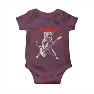 Funny Cat Playing Guitar Baby Onesie Vintage 90s Classic Rock Star Cat Graphic Rock and Roll TS10 Maroon Print Your Wear