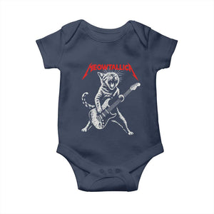 Funny Cat Playing Guitar Baby Onesie Vintage 90s Classic Rock Star Cat Graphic Rock and Roll TS10 Navy Print Your Wear