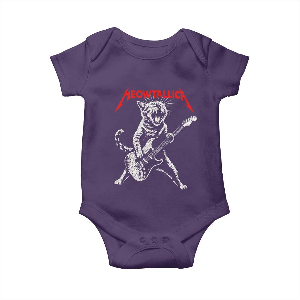 Funny Cat Playing Guitar Baby Onesie Vintage 90s Classic Rock Star Cat Graphic Rock and Roll TS10 Purple Print Your Wear