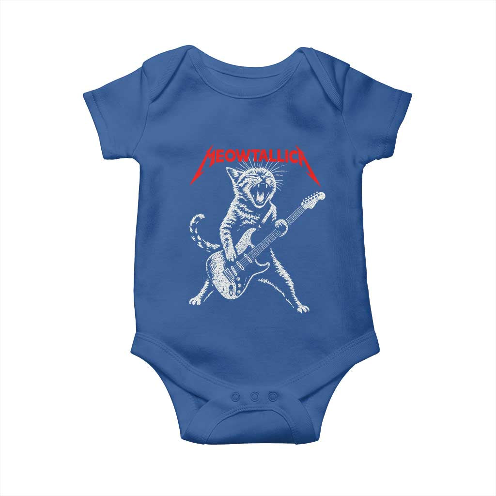 Funny Cat Playing Guitar Baby Onesie Vintage 90s Classic Rock Star Cat Graphic Rock and Roll TS10 Royal Blue Print Your Wear