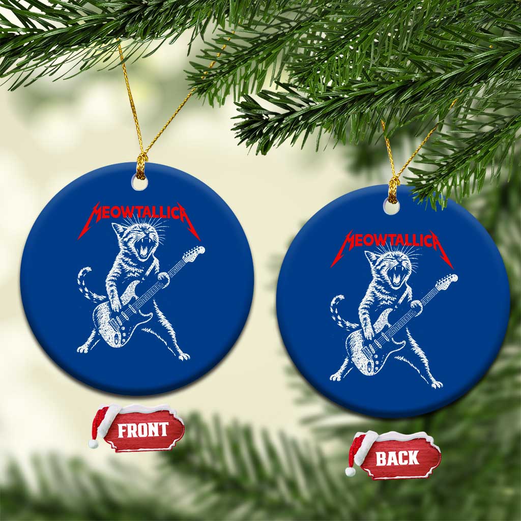 Funny Cat Playing Guitar Ceramic Ornament Vintage 90s Classic Rock Star Cat Graphic Rock and Roll TS10 1pc Blue Print Your Wear