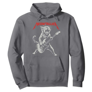 Funny Cat Playing Guitar Hoodie Vintage 90s Classic Rock Star Cat Graphic Rock and Roll TS10 Charcoal Print Your Wear