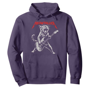 Funny Cat Playing Guitar Hoodie Vintage 90s Classic Rock Star Cat Graphic Rock and Roll TS10 Purple Print Your Wear