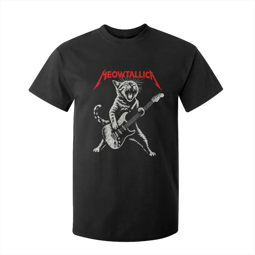 Funny Cat Playing Guitar T Shirt For Kid Vintage 90s Classic Rock Star Cat Graphic Rock and Roll TS10 Black Print Your Wear