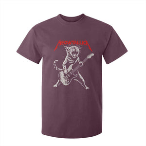 Funny Cat Playing Guitar T Shirt For Kid Vintage 90s Classic Rock Star Cat Graphic Rock and Roll TS10 Maroon Print Your Wear