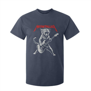Funny Cat Playing Guitar T Shirt For Kid Vintage 90s Classic Rock Star Cat Graphic Rock and Roll TS10 Navy Print Your Wear