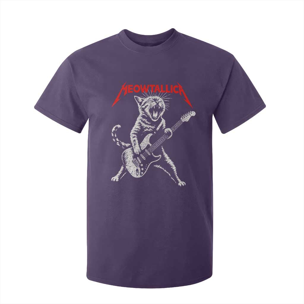Funny Cat Playing Guitar T Shirt For Kid Vintage 90s Classic Rock Star Cat Graphic Rock and Roll TS10 Purple Print Your Wear