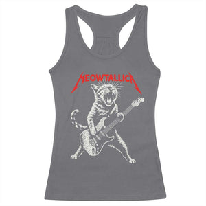 Funny Cat Playing Guitar Racerback Tank Top Vintage 90s Classic Rock Star Cat Graphic Rock and Roll TS10 Charcoal Print Your Wear