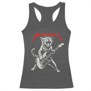 Funny Cat Playing Guitar Racerback Tank Top Vintage 90s Classic Rock Star Cat Graphic Rock and Roll TS10 Dark Heather Print Your Wear