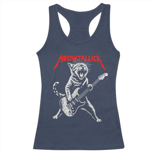 Funny Cat Playing Guitar Racerback Tank Top Vintage 90s Classic Rock Star Cat Graphic Rock and Roll TS10 Navy Print Your Wear