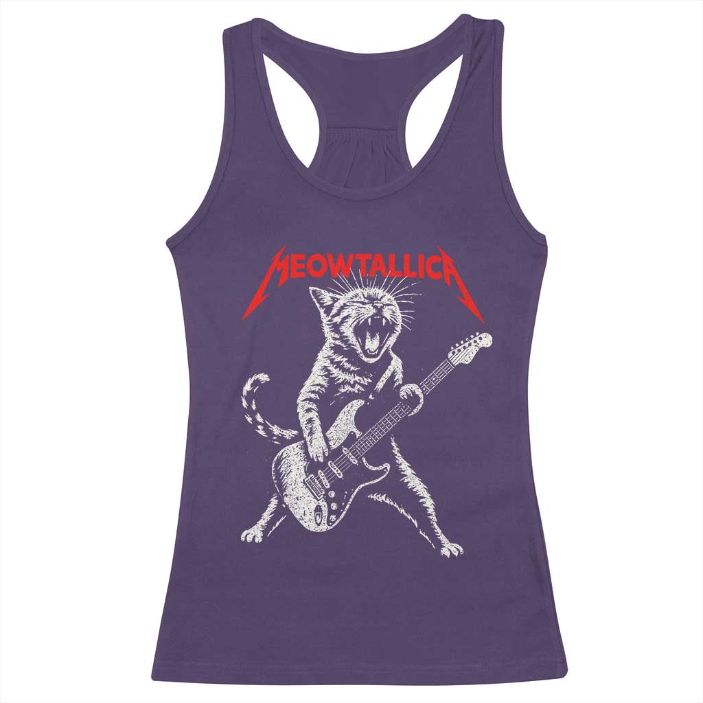 Funny Cat Playing Guitar Racerback Tank Top Vintage 90s Classic Rock Star Cat Graphic Rock and Roll TS10 Purple Print Your Wear