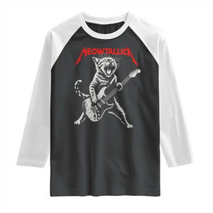 Funny Cat Playing Guitar Raglan Shirt Vintage 90s Classic Rock Star Cat Graphic Rock and Roll TS10 Black White Print Your Wear