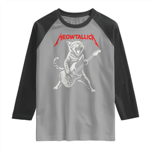 Funny Cat Playing Guitar Raglan Shirt Vintage 90s Classic Rock Star Cat Graphic Rock and Roll TS10 Sport Gray Black Print Your Wear