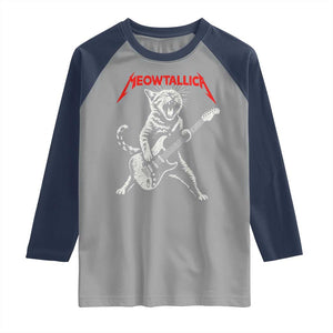 Funny Cat Playing Guitar Raglan Shirt Vintage 90s Classic Rock Star Cat Graphic Rock and Roll TS10 Sport Gray Navy Print Your Wear