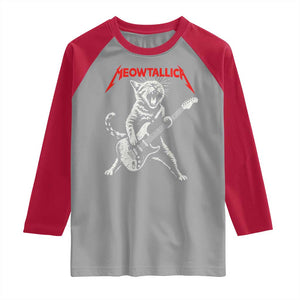 Funny Cat Playing Guitar Raglan Shirt Vintage 90s Classic Rock Star Cat Graphic Rock and Roll TS10 Sport Gray Red Print Your Wear