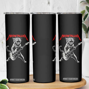 Funny Cat Playing Guitar Skinny Tumbler Vintage 90s Classic Rock Star Cat Graphic Rock and Roll TS10 Print Your Wear