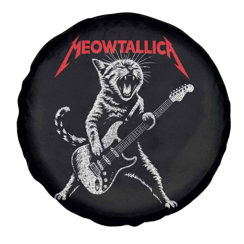 Funny Cat Playing Guitar Spare Tire Cover Vintage 90s Classic Rock Star Cat Graphic Rock and Roll TS10 Print Your Wear