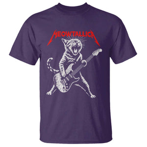 Funny Cat Playing Guitar T Shirt Vintage 90s Classic Rock Star Cat Graphic Rock and Roll TS10 Purple Print Your Wear